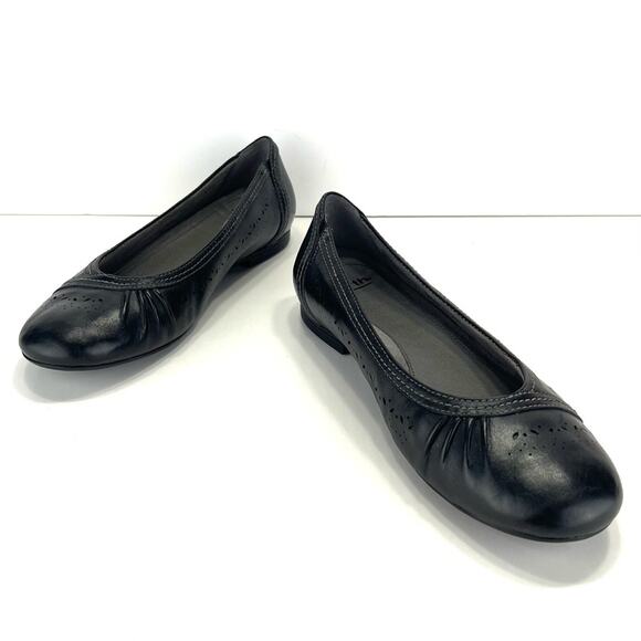 Earth Vista Nova Ballet Flat Shoes Size 10 Black Perforated Leather Breathable - Picture 15 of 16